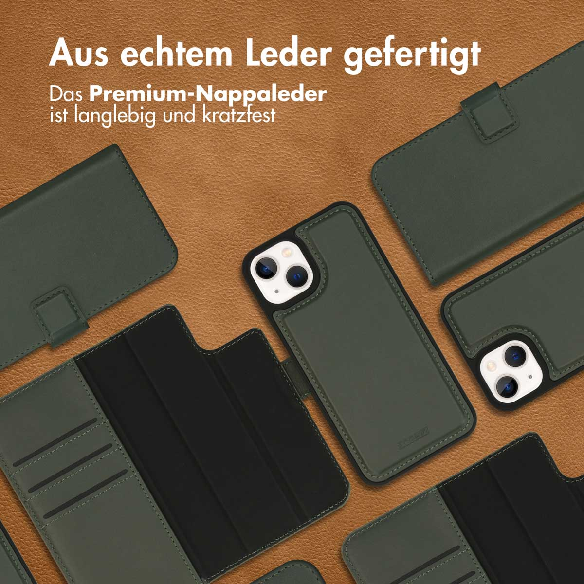 Accezz Premium Leather 2 in 1 Wallet Bookcase Apple iPhone 13 Mini - Groen