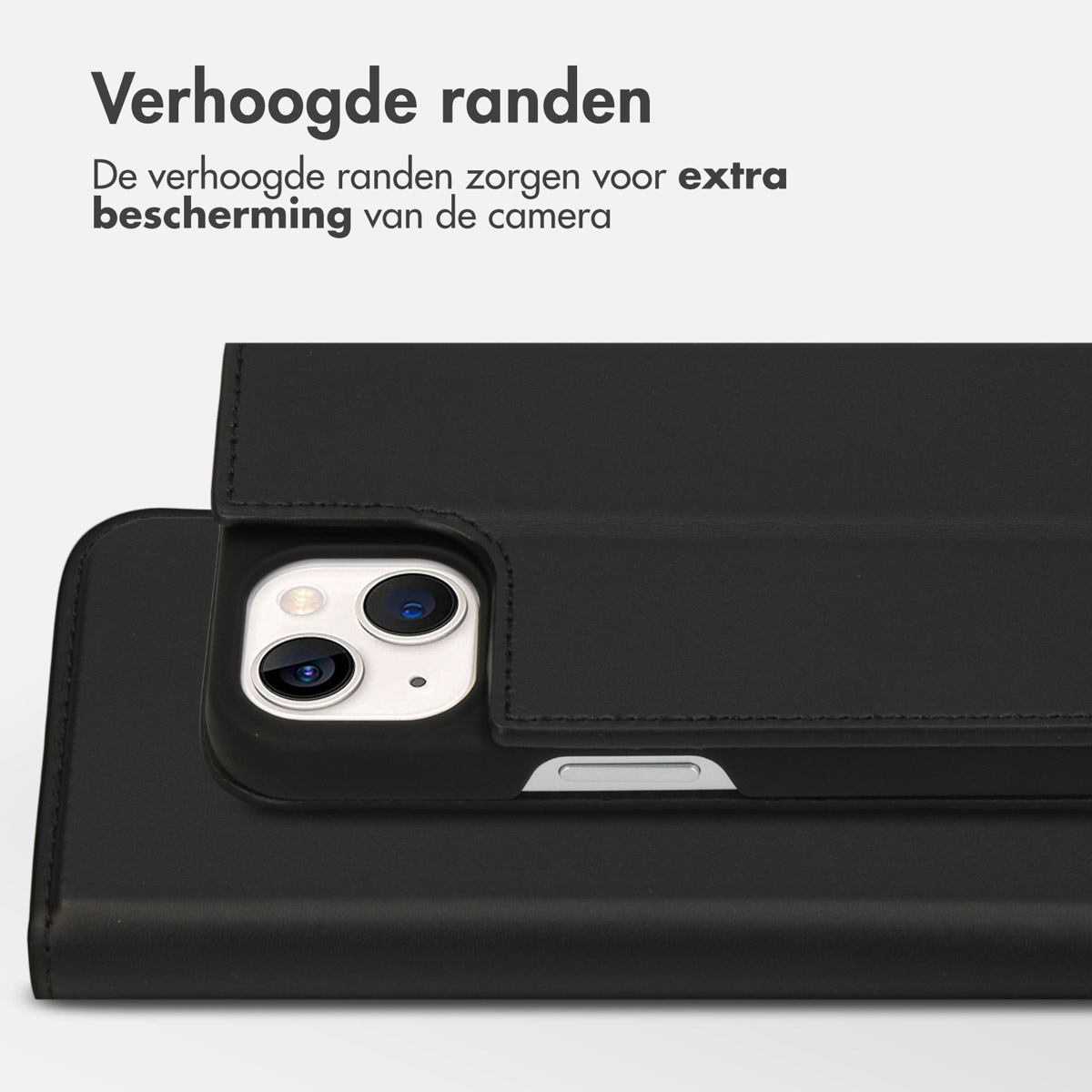 Accezz Premium Leather Slim Bookcase Apple iPhone 13 - Zwart