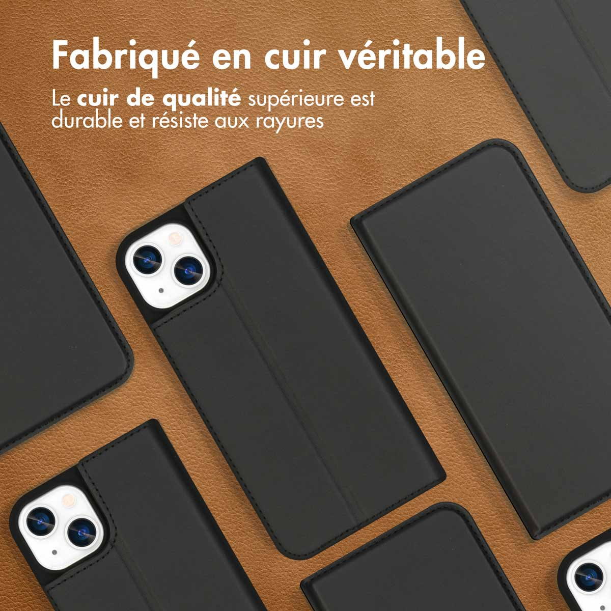 Accezz Premium Leather Slim Bookcase Apple iPhone 13 - Zwart