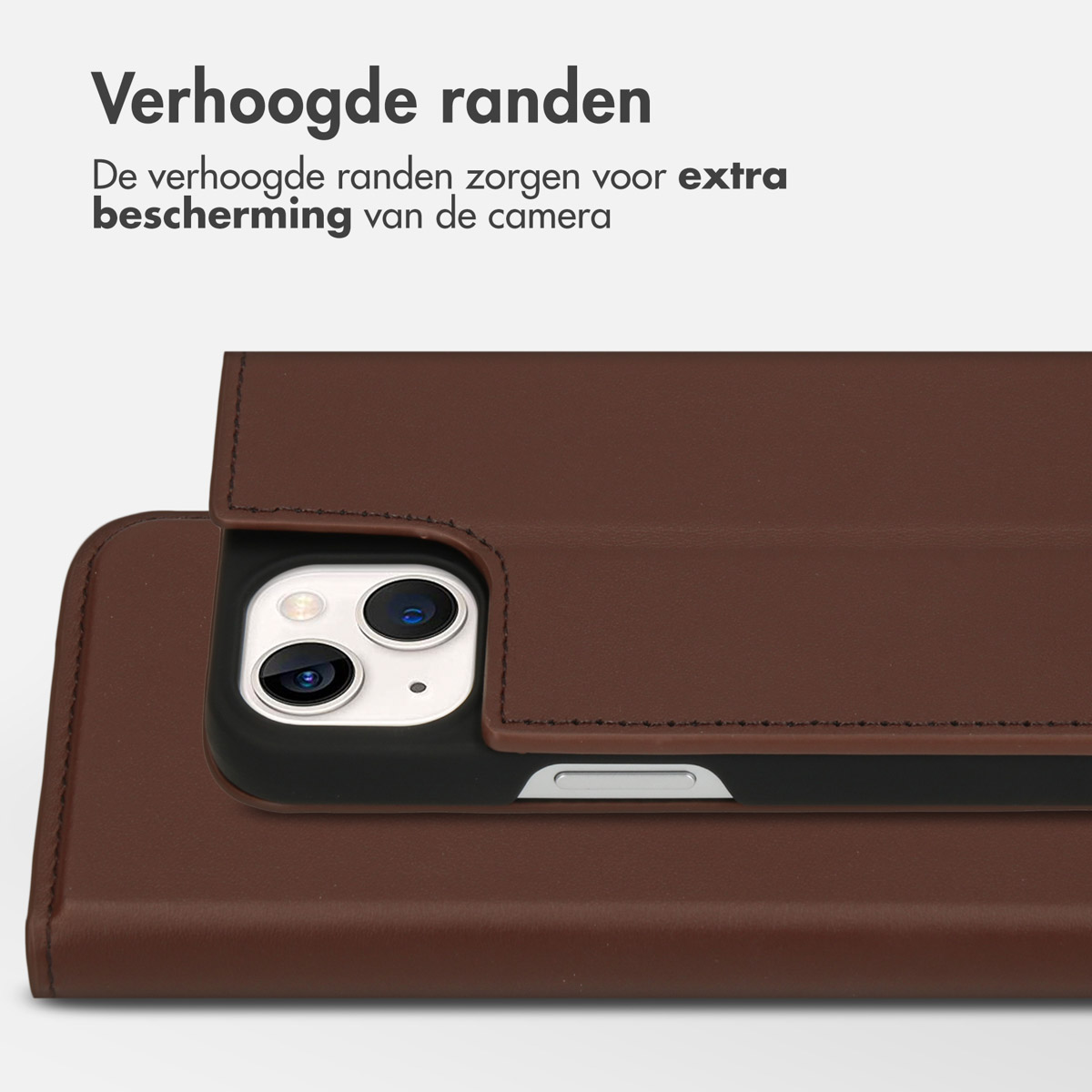 Accezz Premium Leather Slim Bookcase Apple iPhone 13 - Bruin
