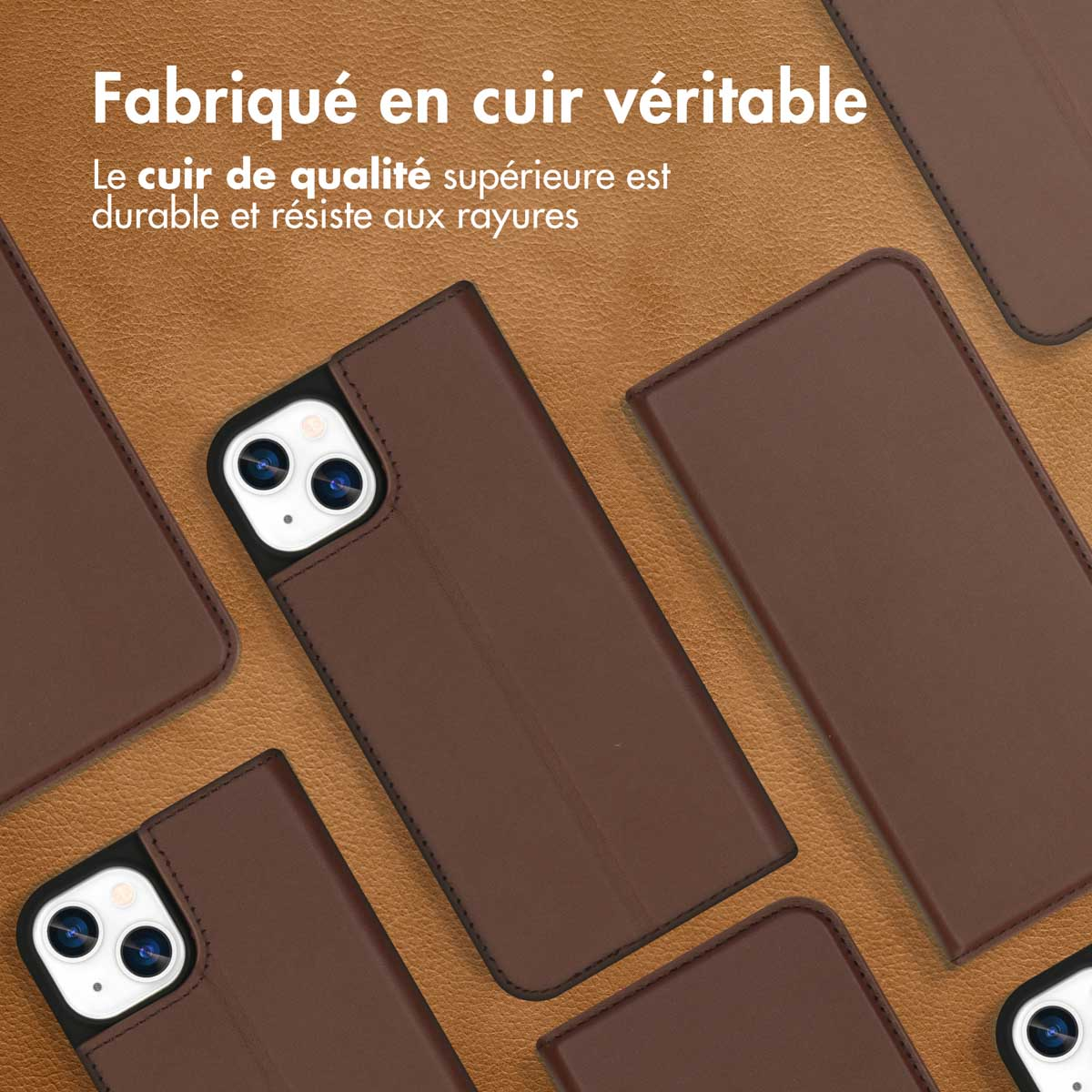 Accezz Premium Leather Slim Bookcase Apple iPhone 13 - Bruin