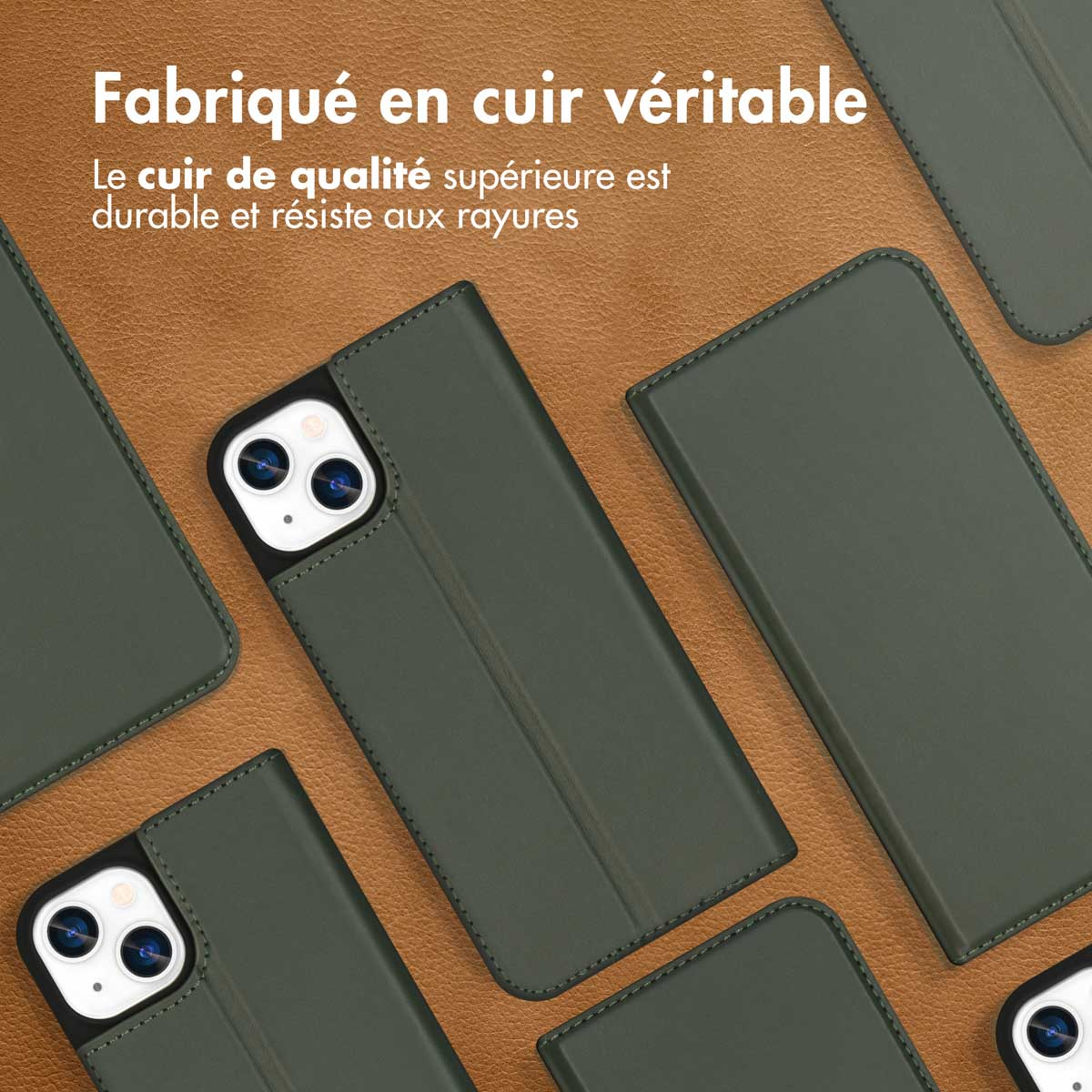 Accezz Premium Leather Slim Bookcase Apple iPhone 13 - Groen