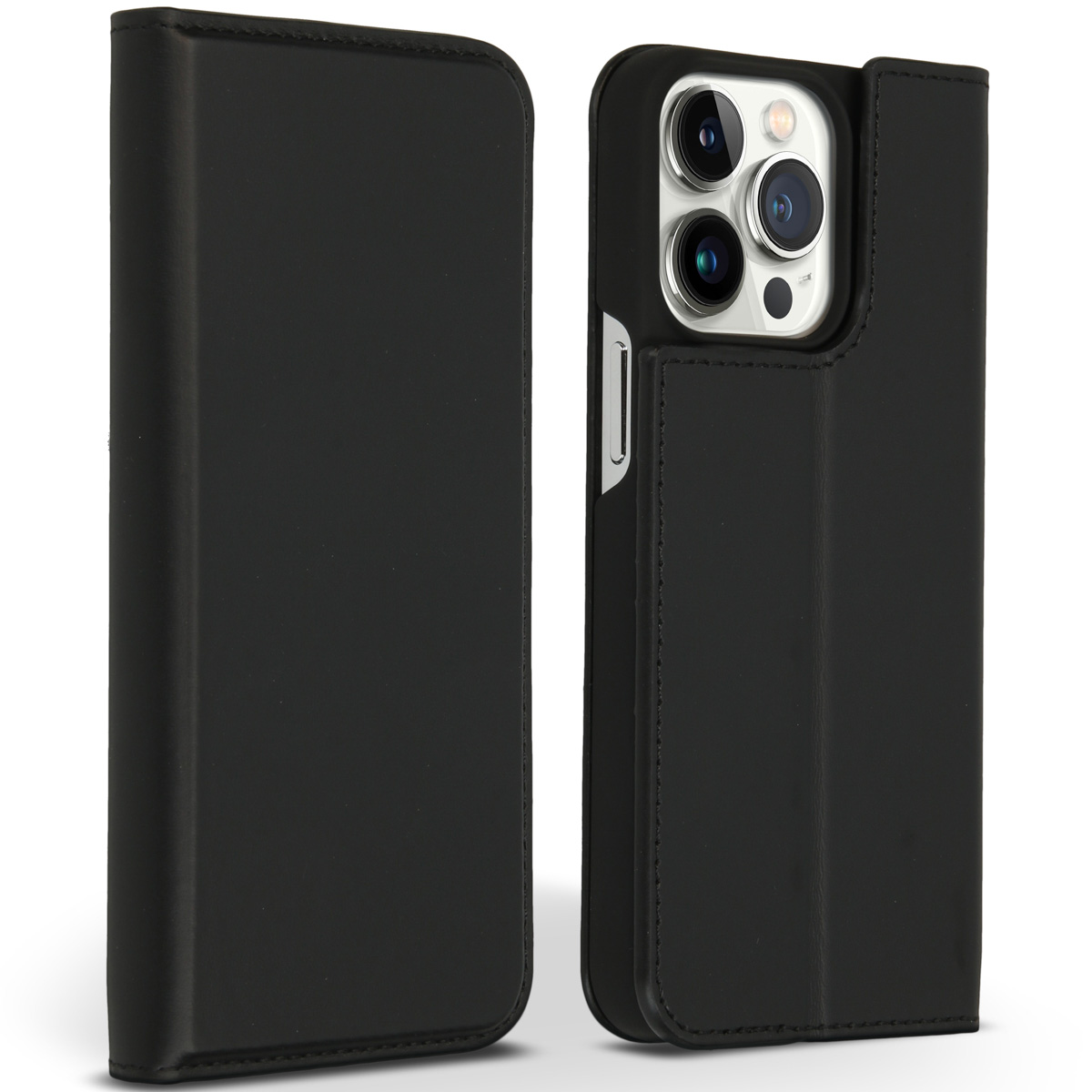 Accezz Premium Leather Slim Bookcase Apple iPhone 13 Pro - Zwart