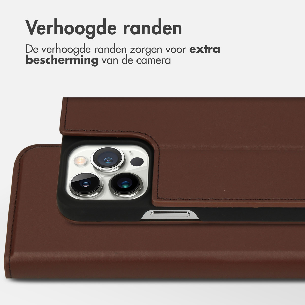 Accezz Premium Leather Slim Bookcase Apple iPhone 13 Pro - Bruin