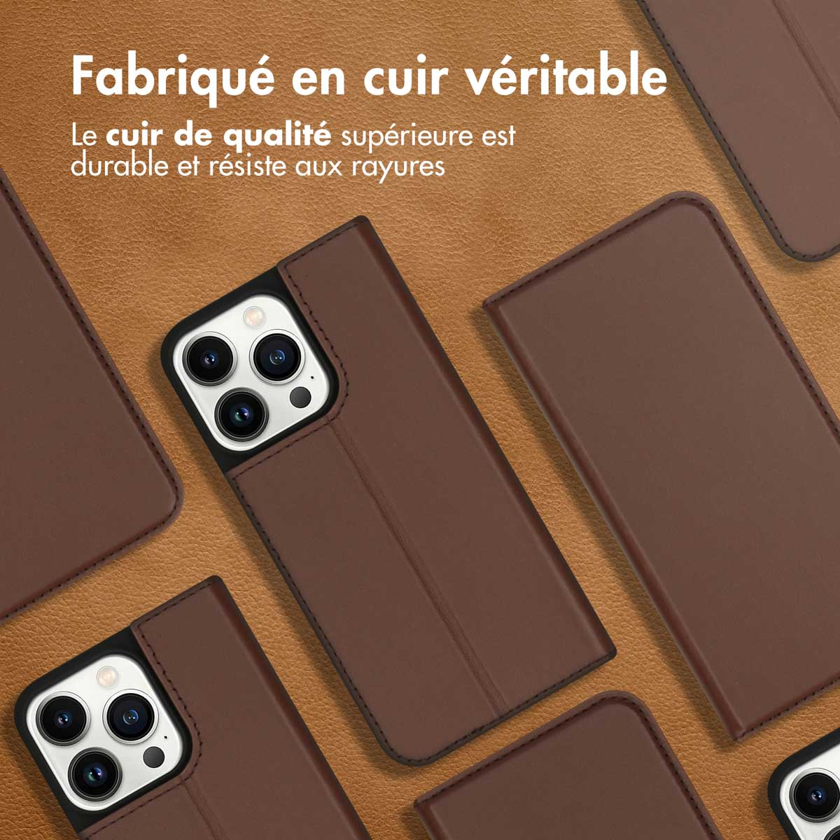 Accezz Premium Leather Slim Bookcase Apple iPhone 13 Pro - Bruin