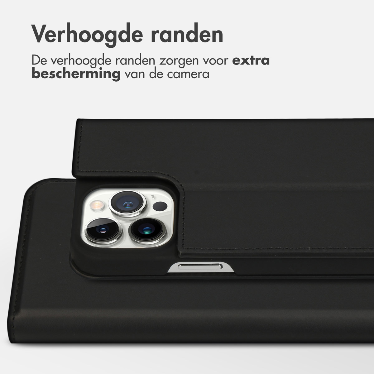Accezz Premium Leather Slim Bookcase Apple iPhone 13 Pro Max - Zwart
