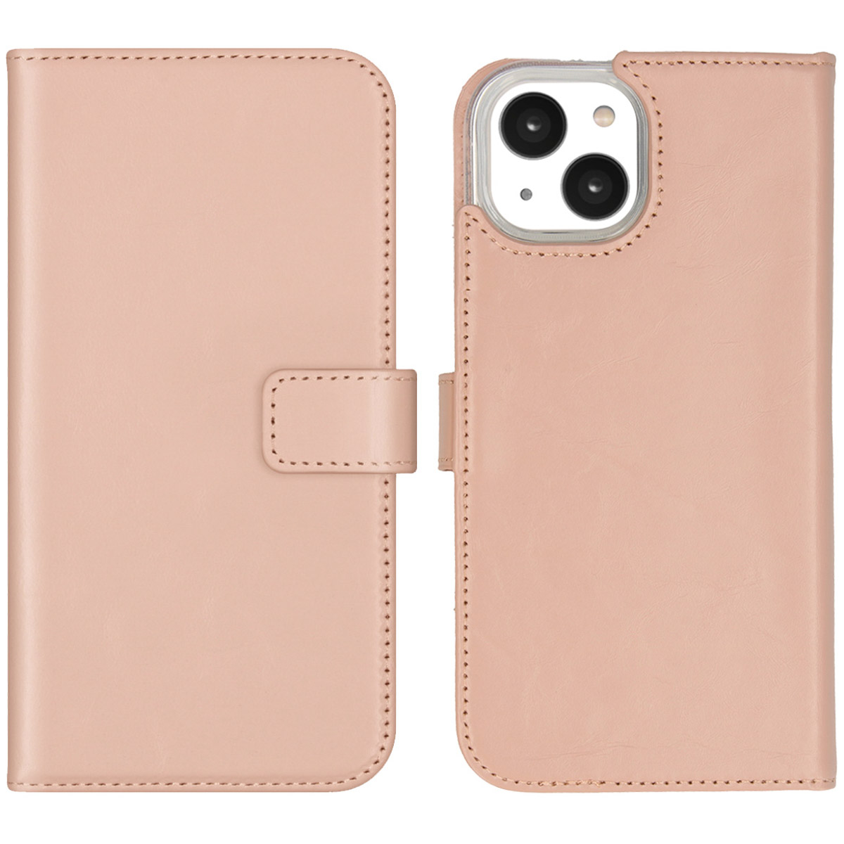 Selencia Echt Lederen Bookcase Apple iPhone 14 - Dusty Pink