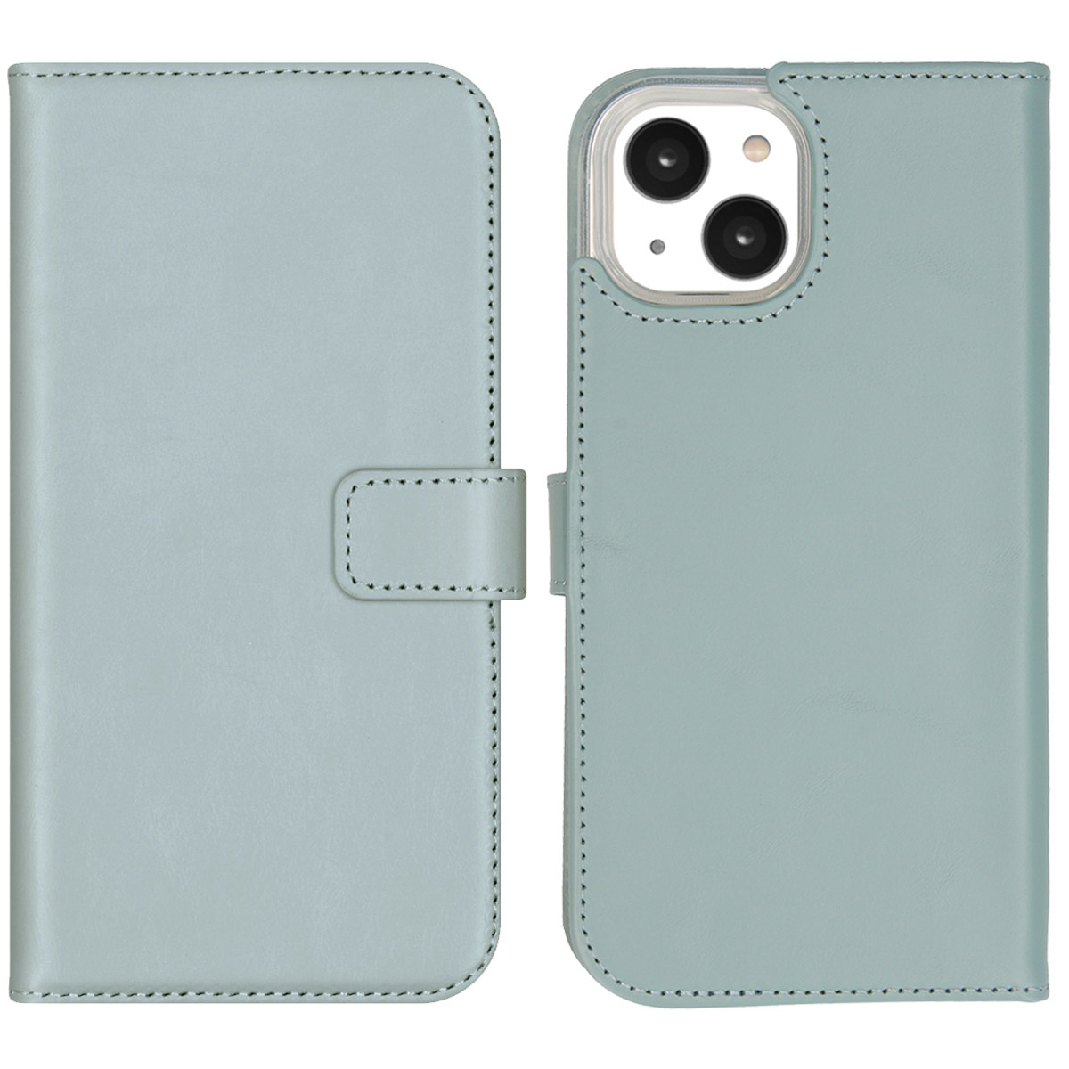 Selencia Echt Lederen Bookcase Apple iPhone 14 - Air Blue