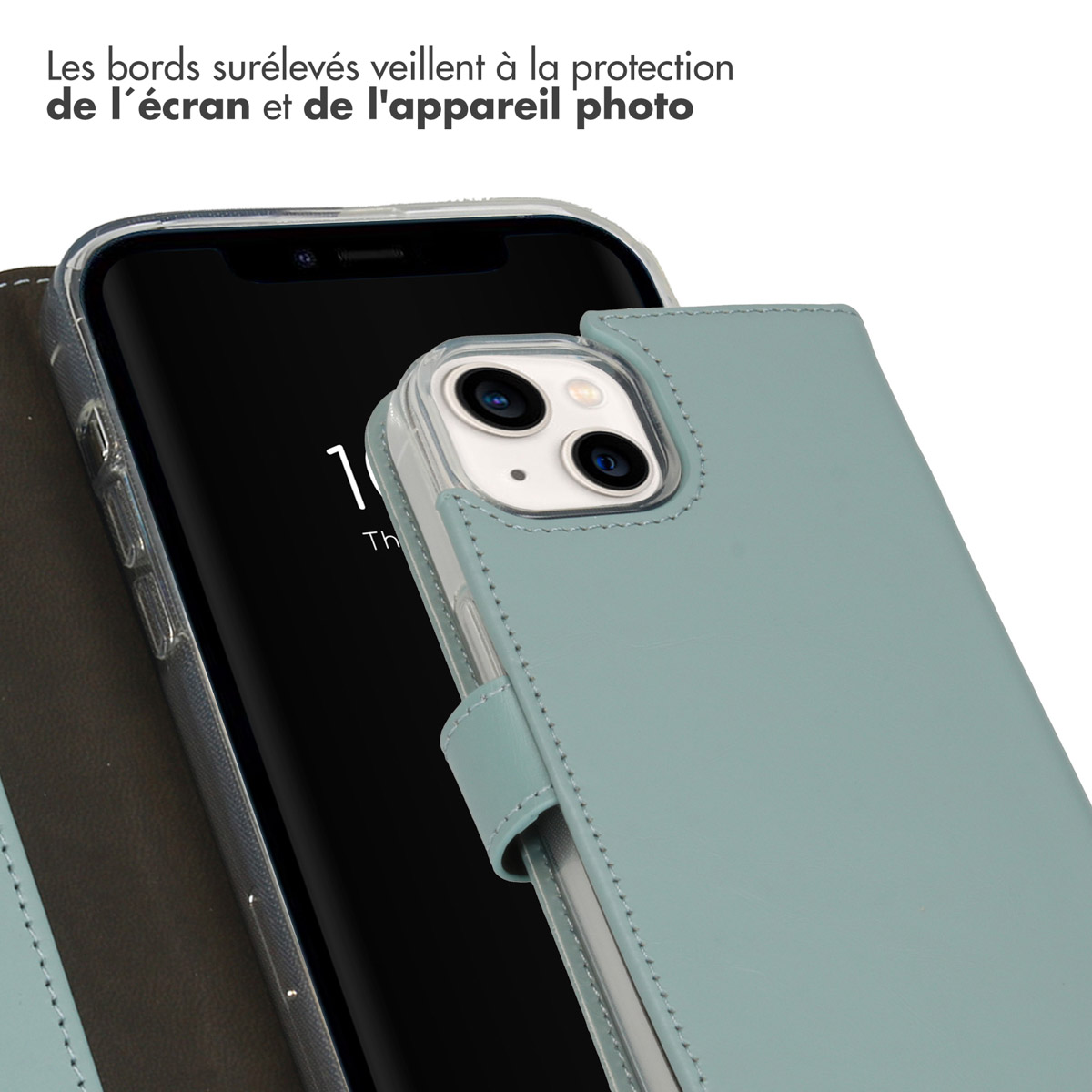 Selencia Echt Lederen Bookcase Apple iPhone 14 - Air Blue