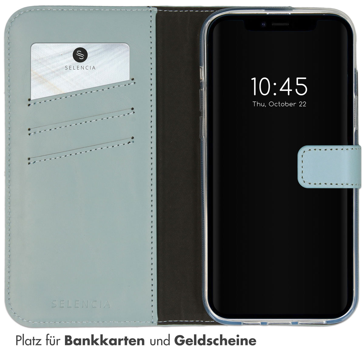Selencia Echt Lederen Bookcase Apple iPhone 14 - Air Blue