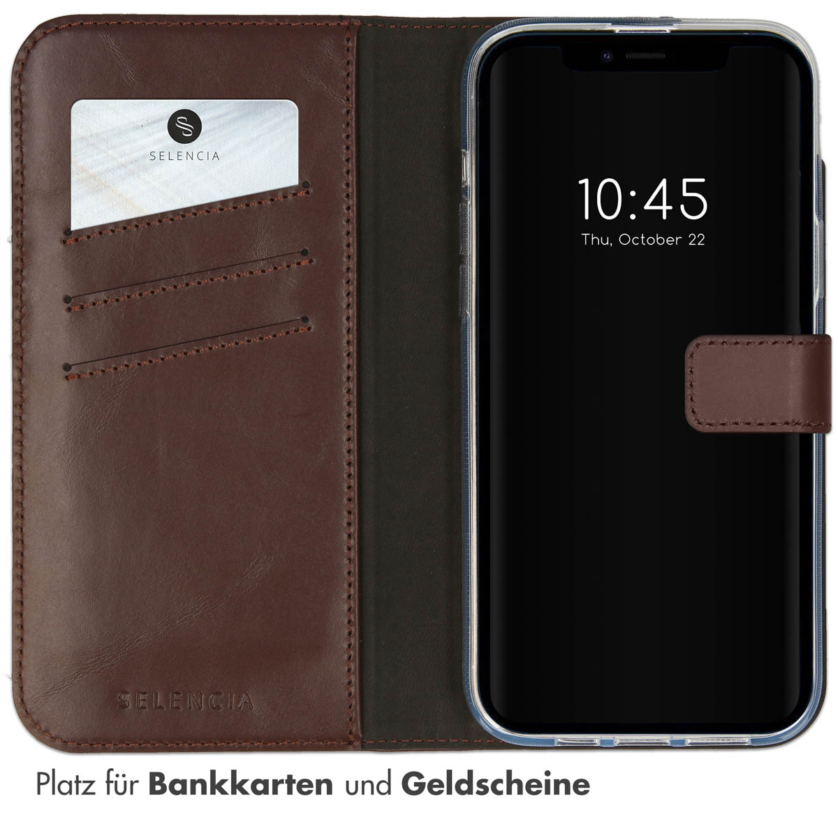 Selencia Echt Lederen Bookcase Apple iPhone 14 - Bruin