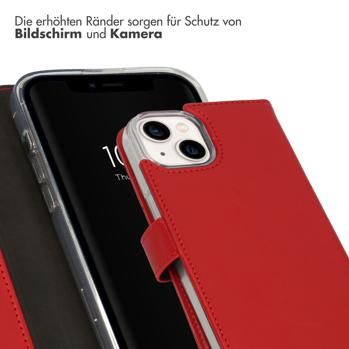 Selencia Echt Lederen Bookcase Apple iPhone 14 - Rood