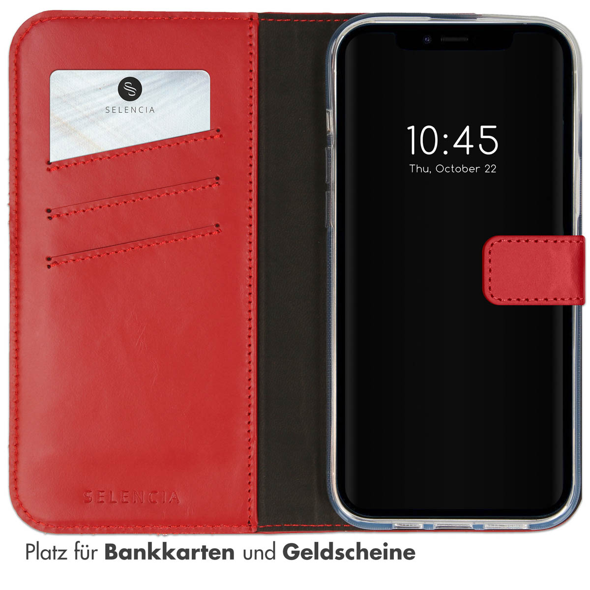 Selencia Echt Lederen Bookcase Apple iPhone 14 - Rood