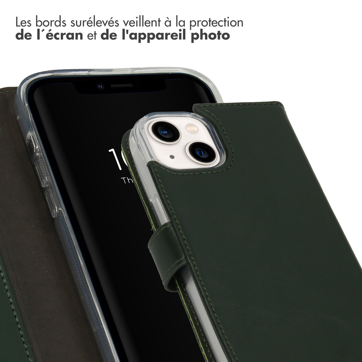 Selencia Echt Lederen Bookcase Apple iPhone 14 - Groen