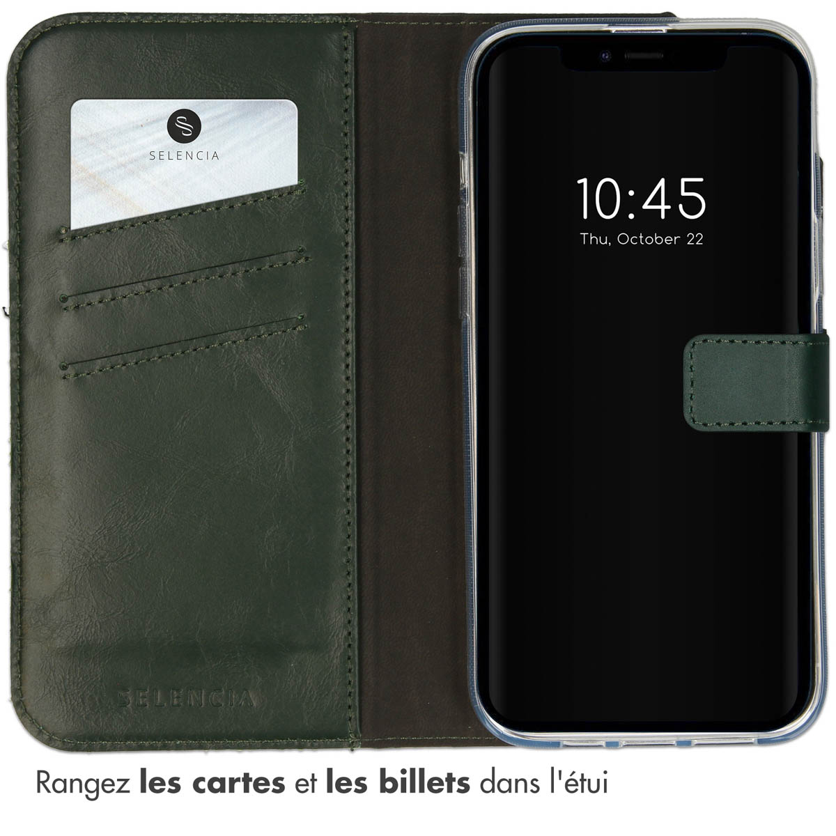 Selencia Echt Lederen Bookcase Apple iPhone 14 - Groen