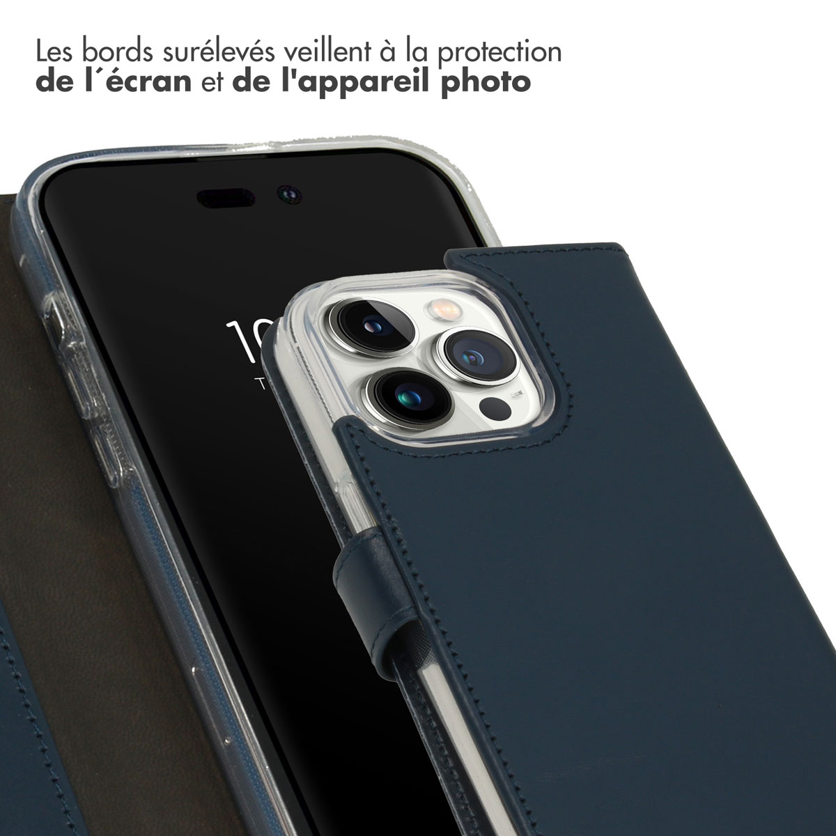 Selencia Echt Lederen Bookcase Apple iPhone 14 Pro - Blauw