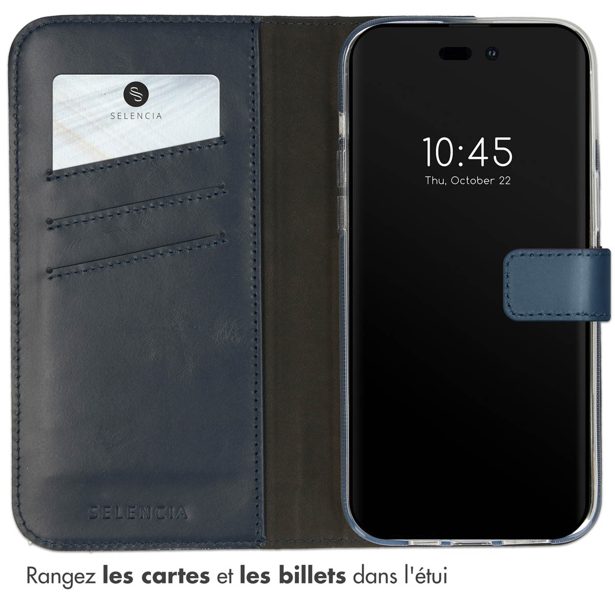 Selencia Echt Lederen Bookcase Apple iPhone 14 Pro - Blauw