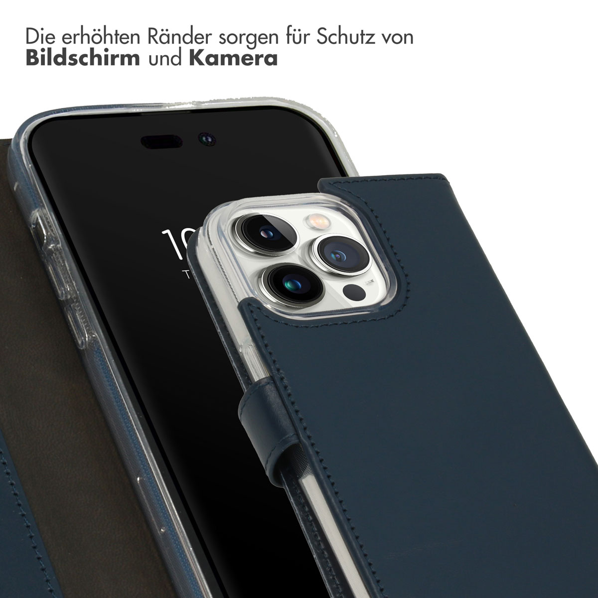 Selencia Echt Lederen Bookcase Apple iPhone 14 Pro - Blauw