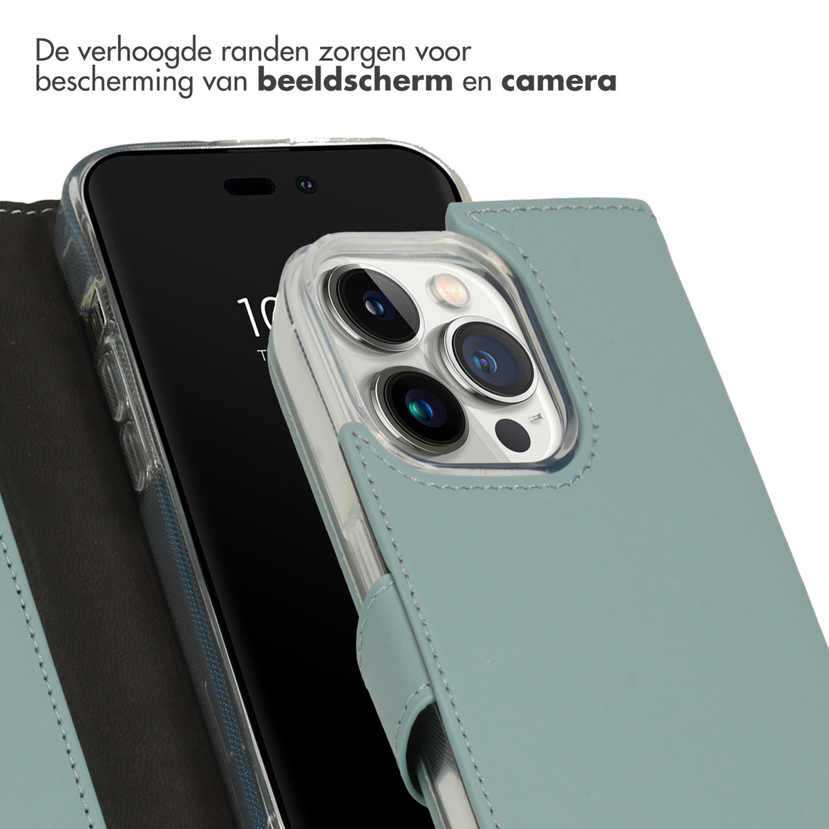 Selencia Echt Lederen Bookcase Apple iPhone 14 Pro - Air Blue