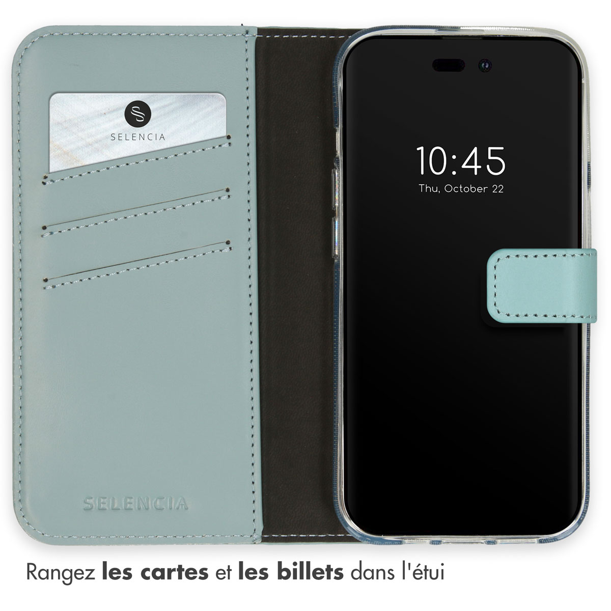 Selencia Echt Lederen Bookcase Apple iPhone 14 Pro - Air Blue