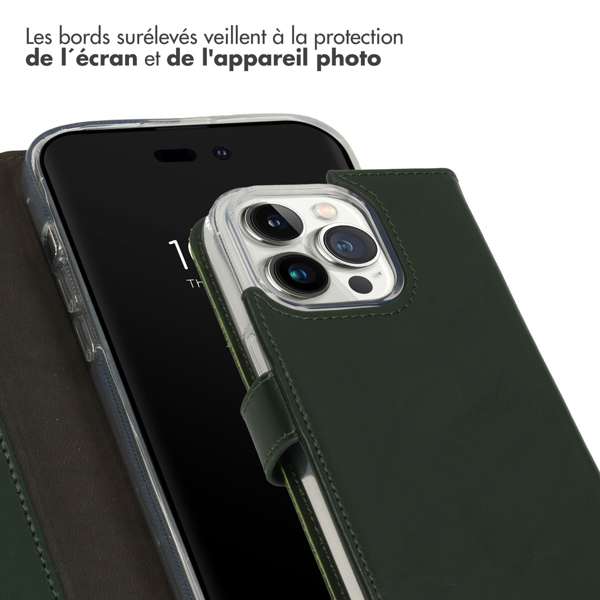 Selencia Echt Lederen Bookcase Apple iPhone 14 Pro - Groen