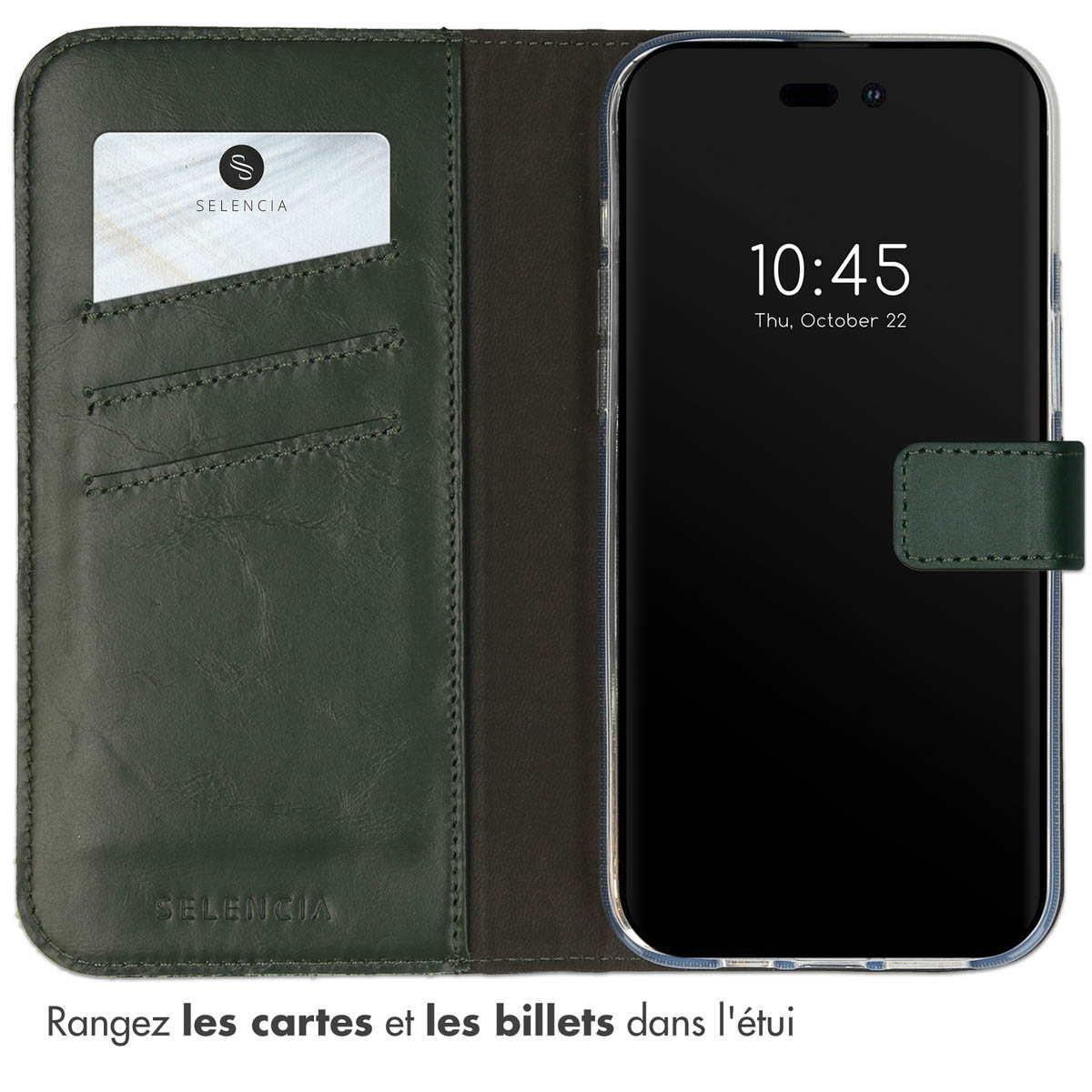 Selencia Echt Lederen Bookcase Apple iPhone 14 Pro - Groen