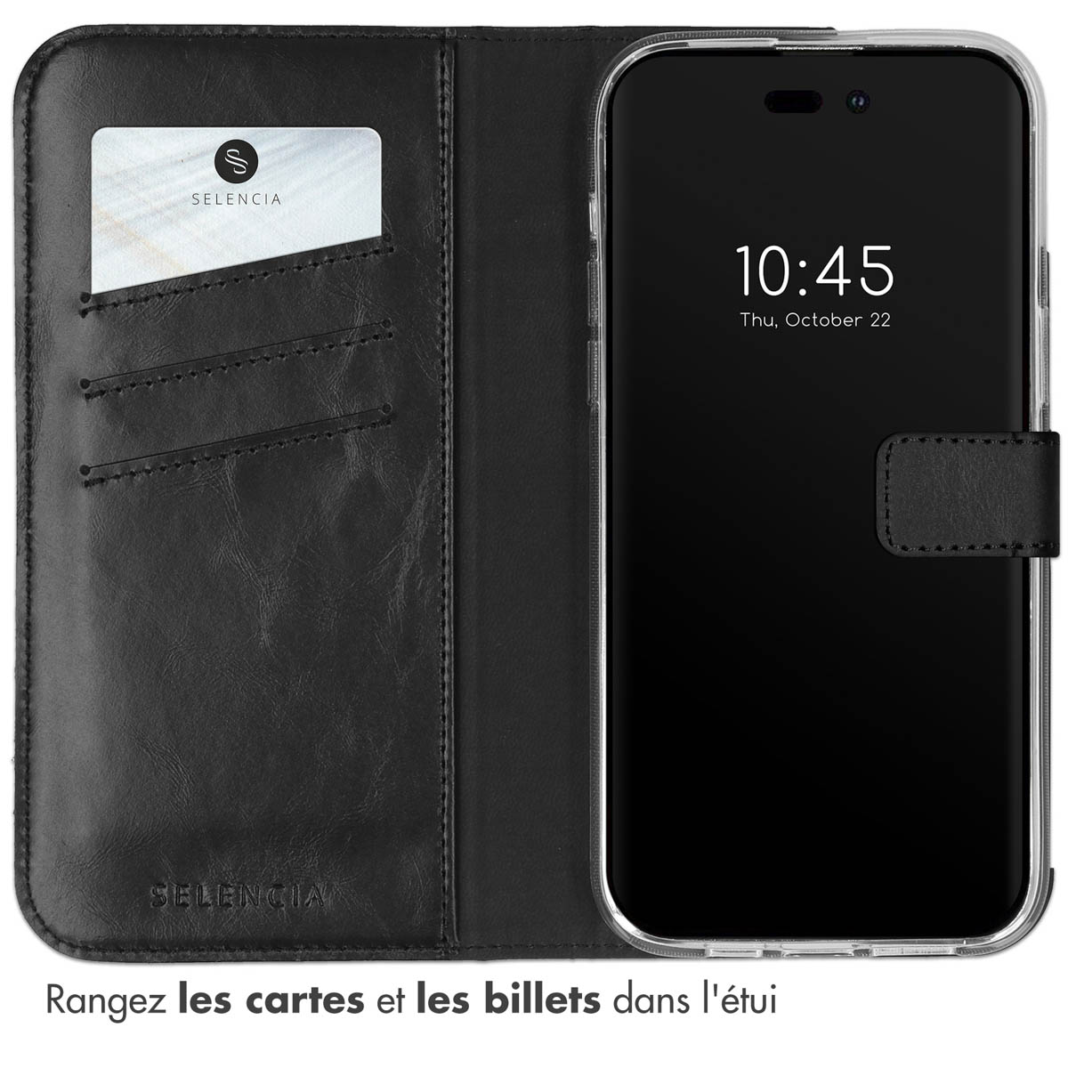 Selencia Echt Lederen Bookcase Apple iPhone 14 Pro - Zwart