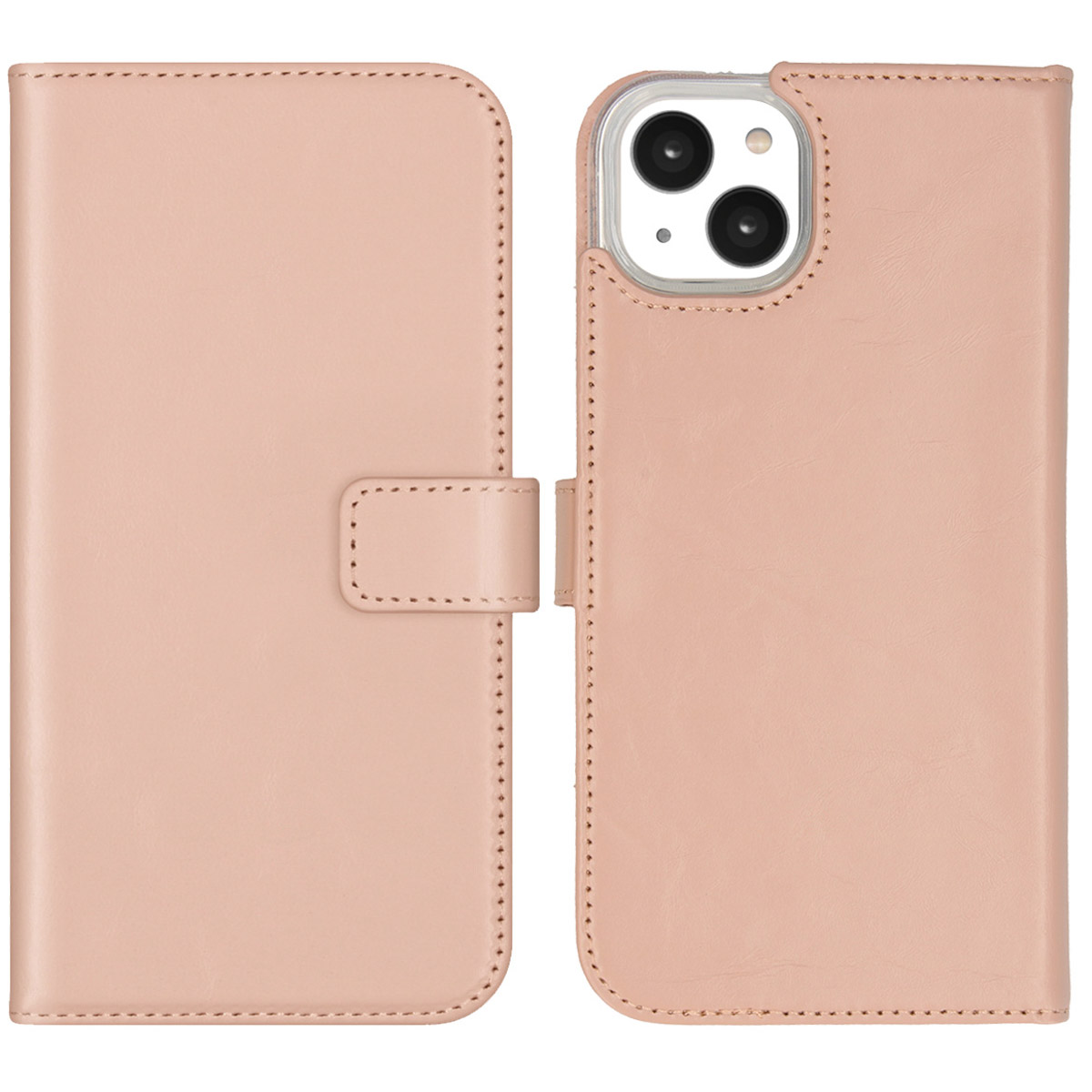 Selencia Echt Lederen Bookcase Apple iPhone 14 Plus - Dusty Pink
