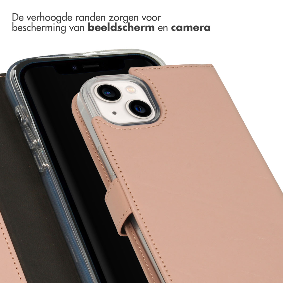 Selencia Echt Lederen Bookcase Apple iPhone 14 Plus - Dusty Pink