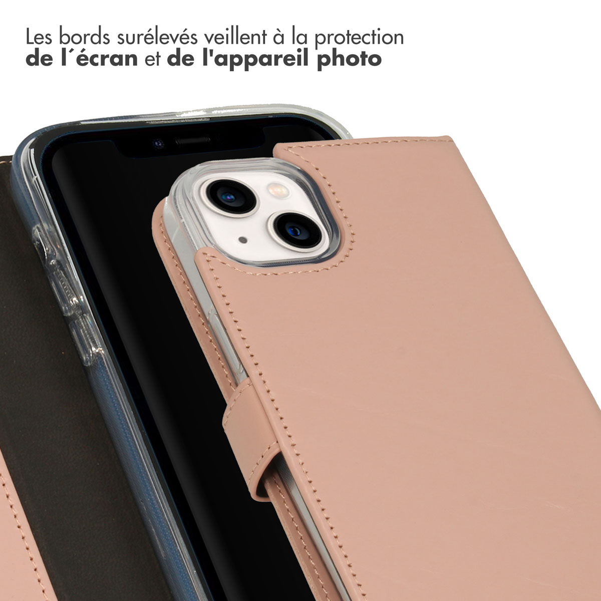 Selencia Echt Lederen Bookcase Apple iPhone 14 Plus - Dusty Pink