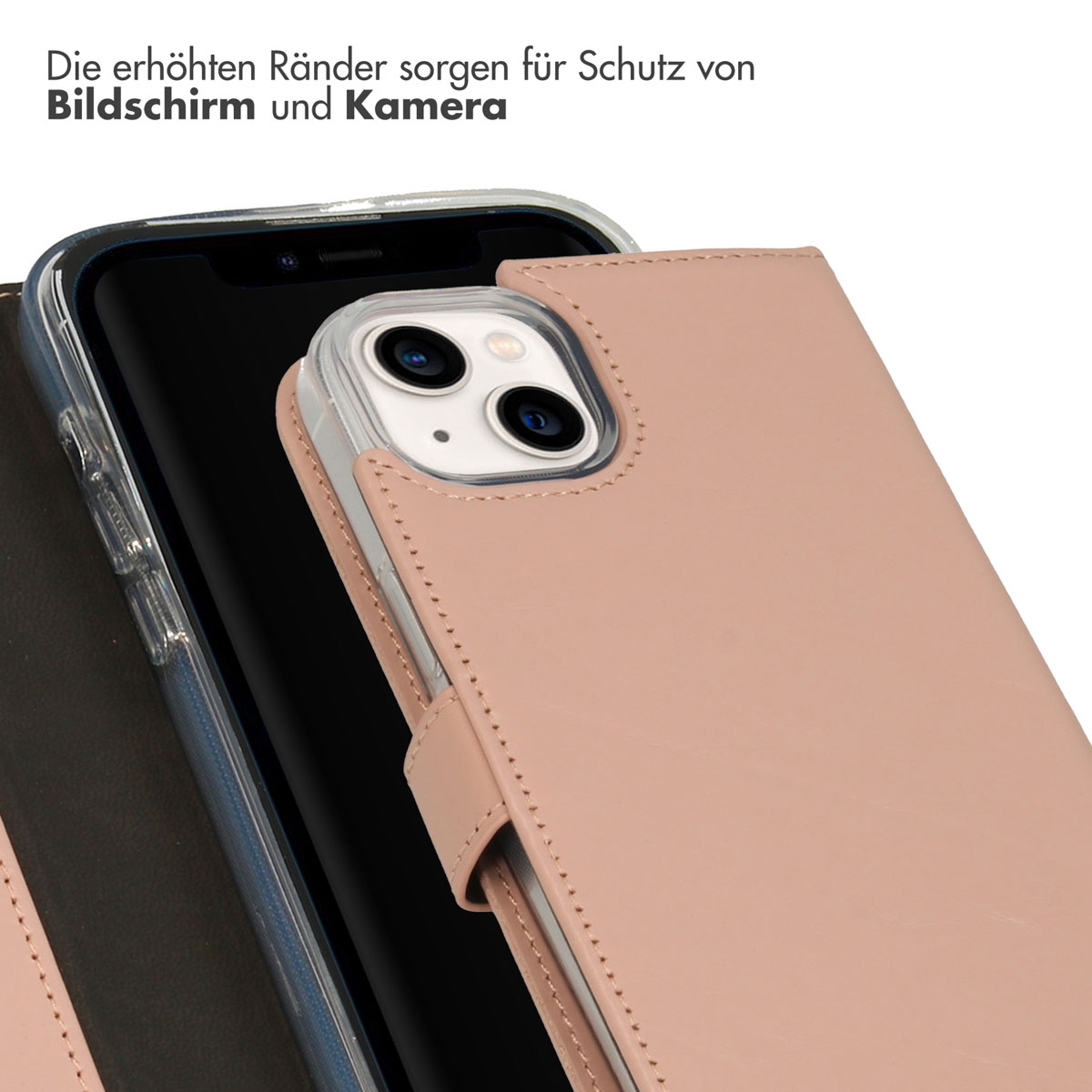 Selencia Echt Lederen Bookcase Apple iPhone 14 Plus - Dusty Pink