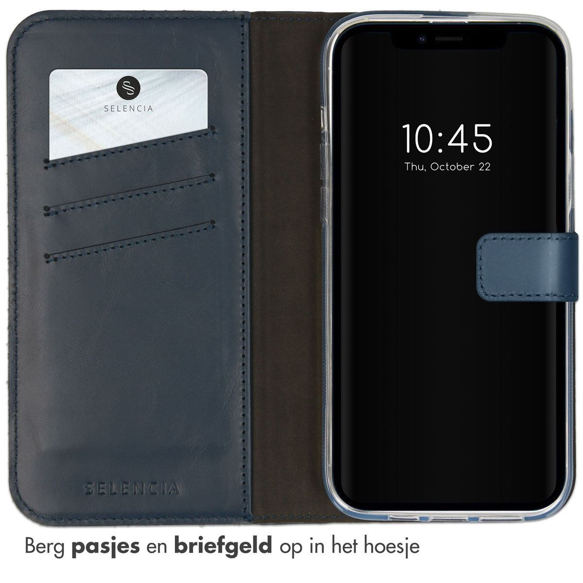 Selencia Echt Lederen Bookcase Apple iPhone 14 Plus - Blauw