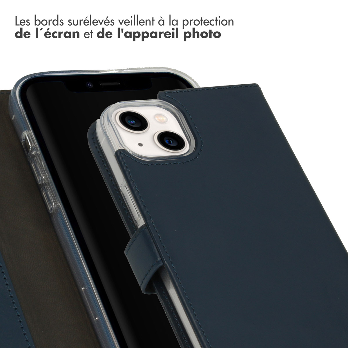 Selencia Echt Lederen Bookcase Apple iPhone 14 Plus - Blauw