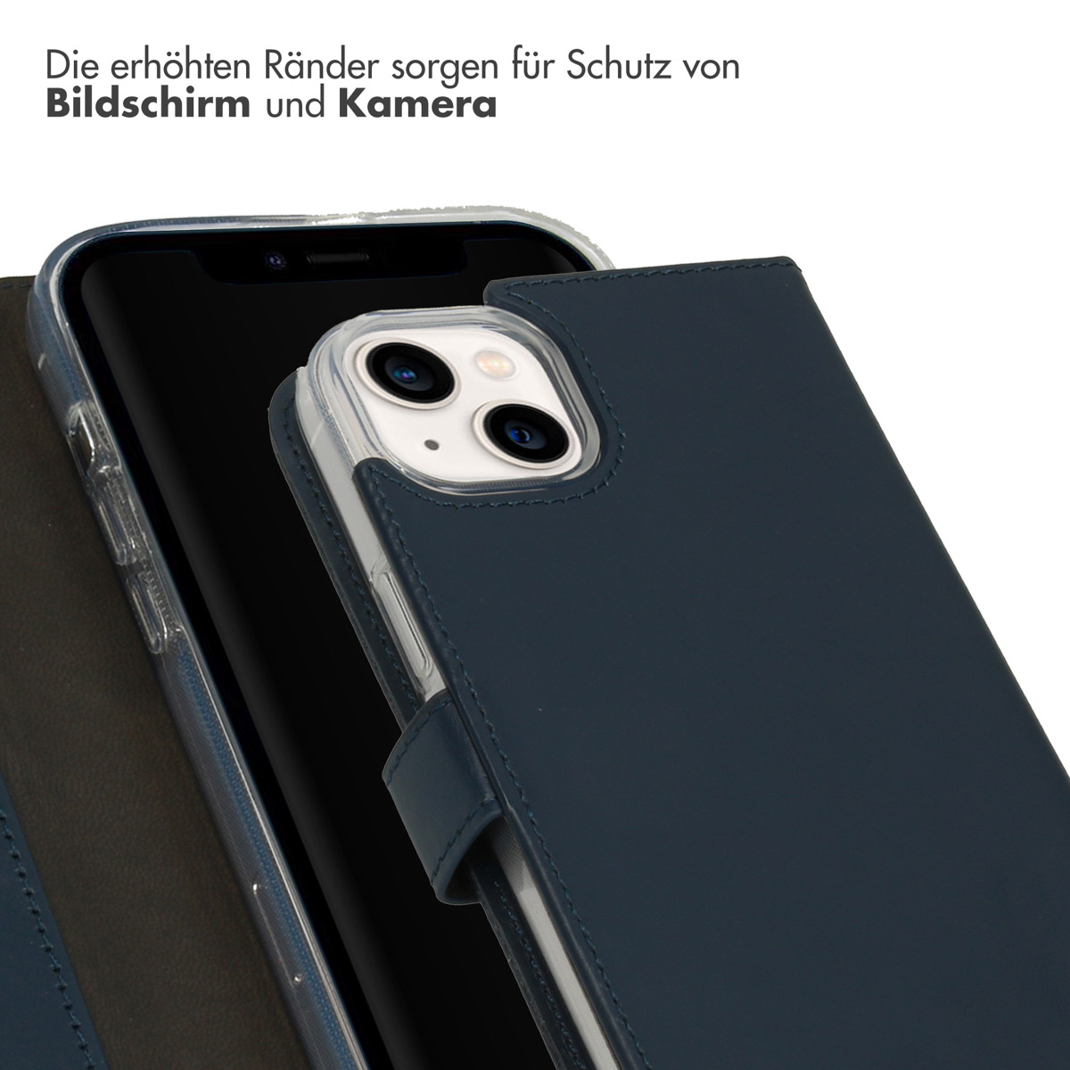 Selencia Echt Lederen Bookcase Apple iPhone 14 Plus - Blauw