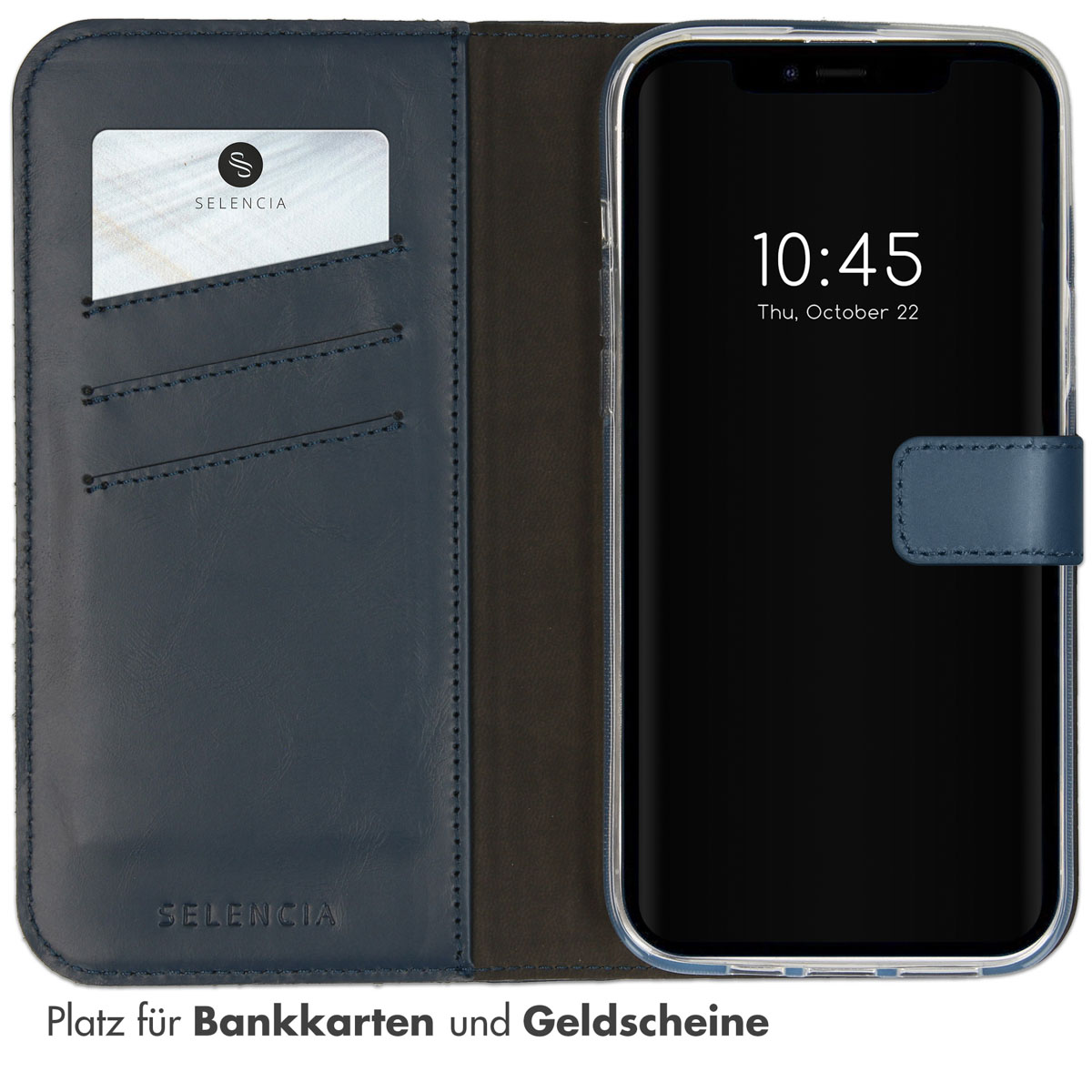 Selencia Echt Lederen Bookcase Apple iPhone 14 Plus - Blauw