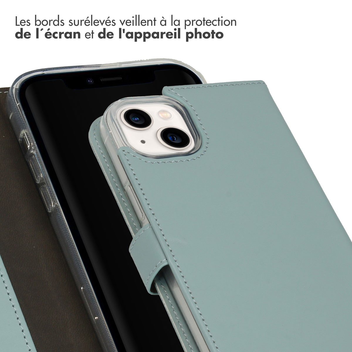 Selencia Echt Lederen Bookcase Apple iPhone 14 Plus - Air Blue