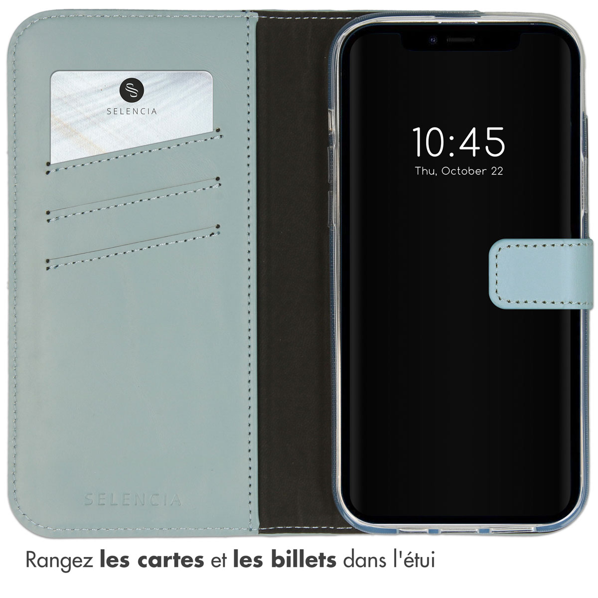 Selencia Echt Lederen Bookcase Apple iPhone 14 Plus - Air Blue