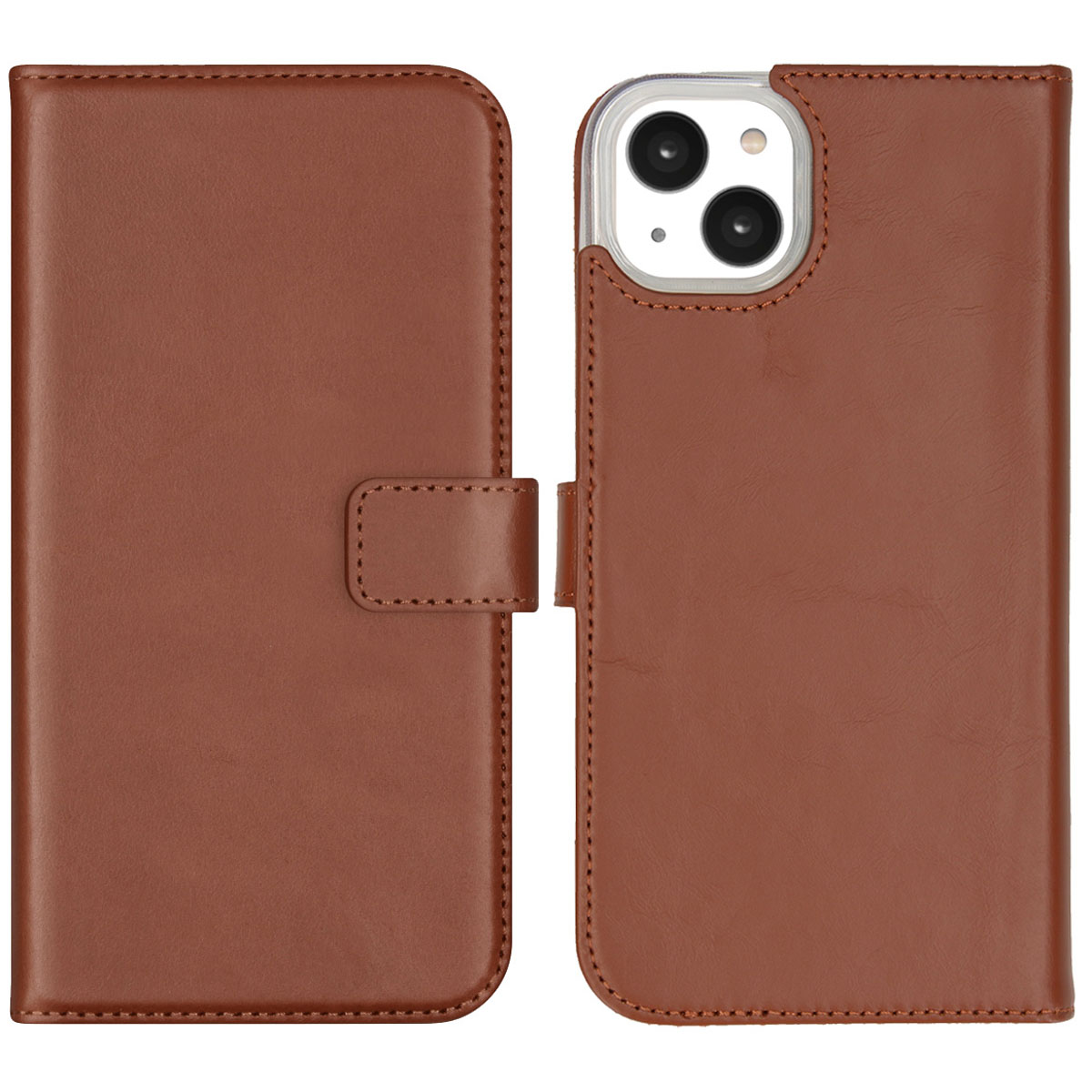 Selencia Echt Lederen Bookcase Apple iPhone 14 Plus - Lichtbruin