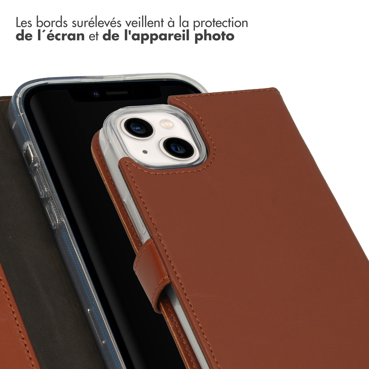Selencia Echt Lederen Bookcase Apple iPhone 14 Plus - Lichtbruin