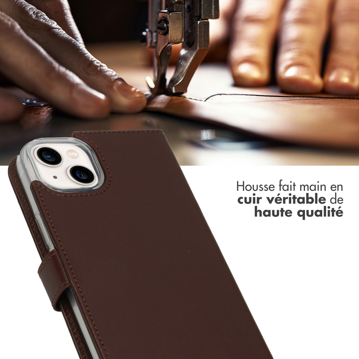 Selencia Echt Lederen Bookcase Apple iPhone 14 Plus - Bruin