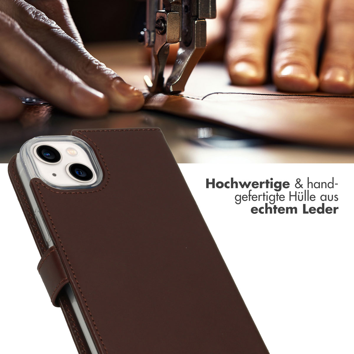 Selencia Echt Lederen Bookcase Apple iPhone 14 Plus - Bruin