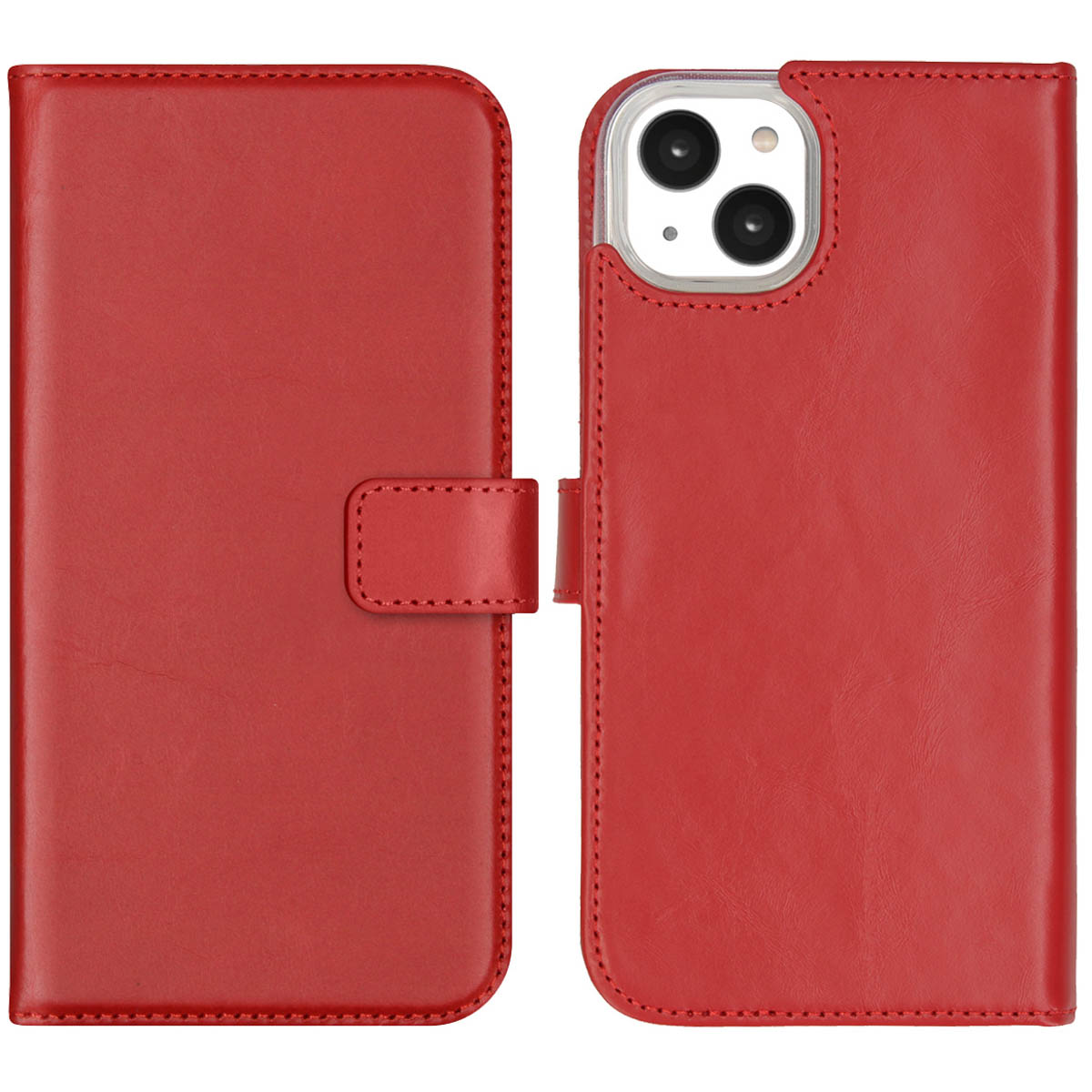 Selencia Echt Lederen Bookcase Apple iPhone 14 Plus - Rood