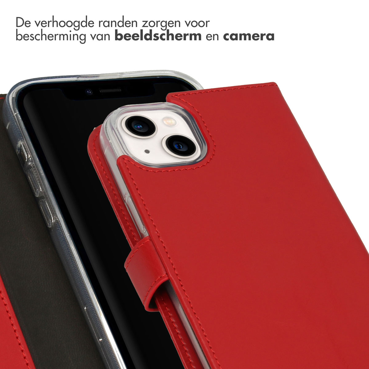 Selencia Echt Lederen Bookcase Apple iPhone 14 Plus - Rood