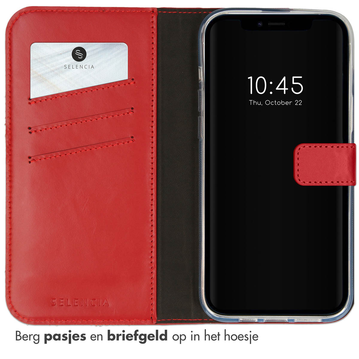 Selencia Echt Lederen Bookcase Apple iPhone 14 Plus - Rood