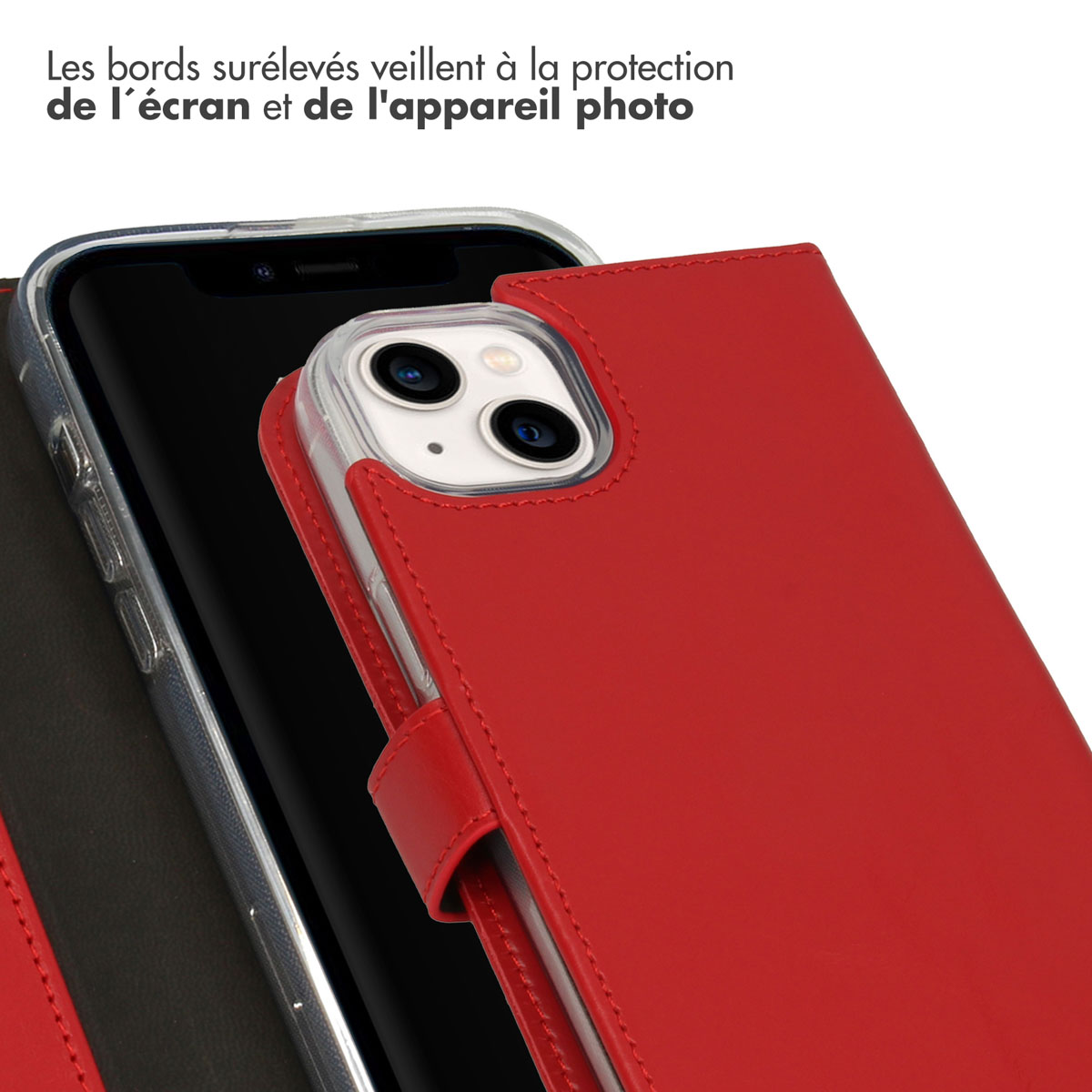 Selencia Echt Lederen Bookcase Apple iPhone 14 Plus - Rood