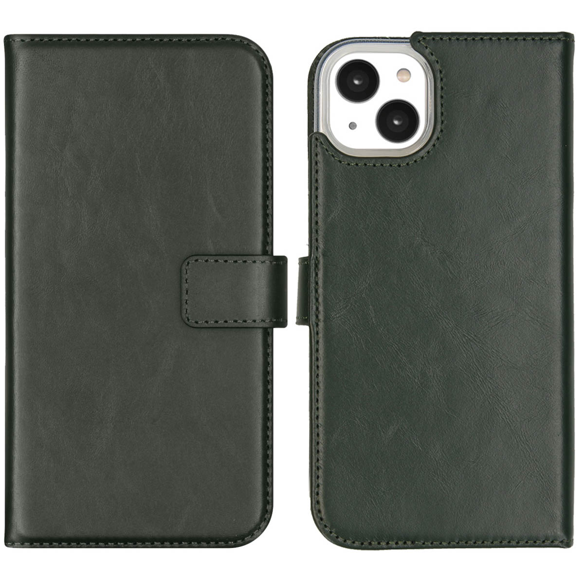Selencia Echt Lederen Bookcase Apple iPhone 14 Plus - Groen