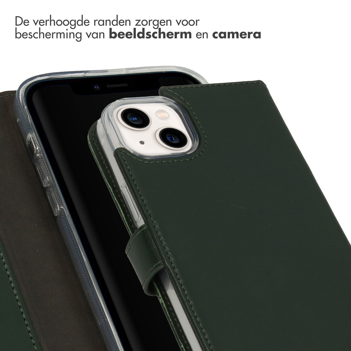 Selencia Echt Lederen Bookcase Apple iPhone 14 Plus - Groen