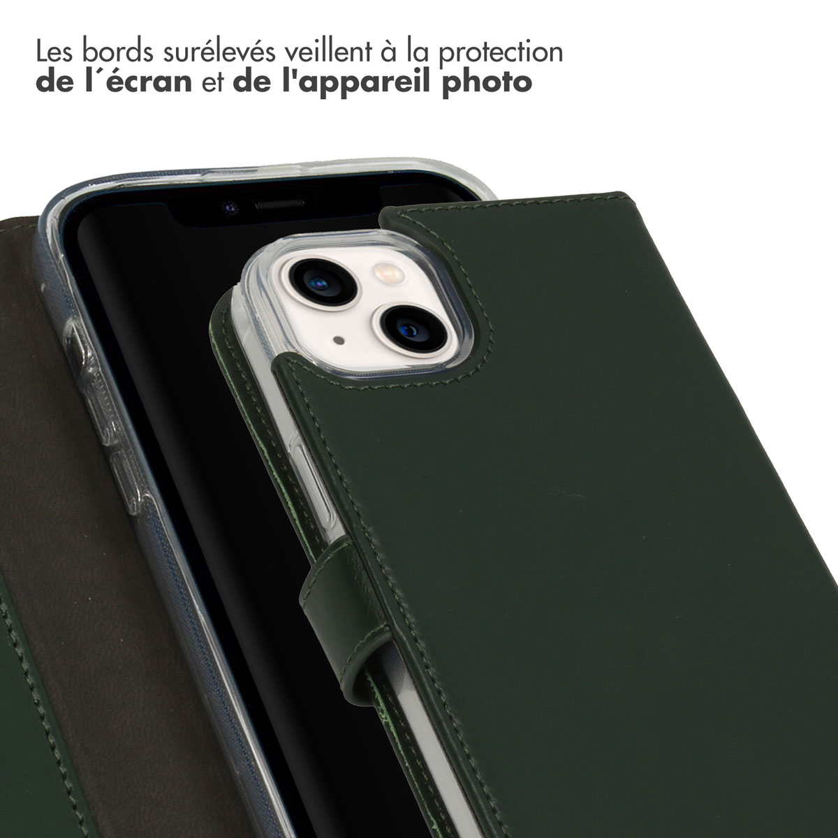 Selencia Echt Lederen Bookcase Apple iPhone 14 Plus - Groen