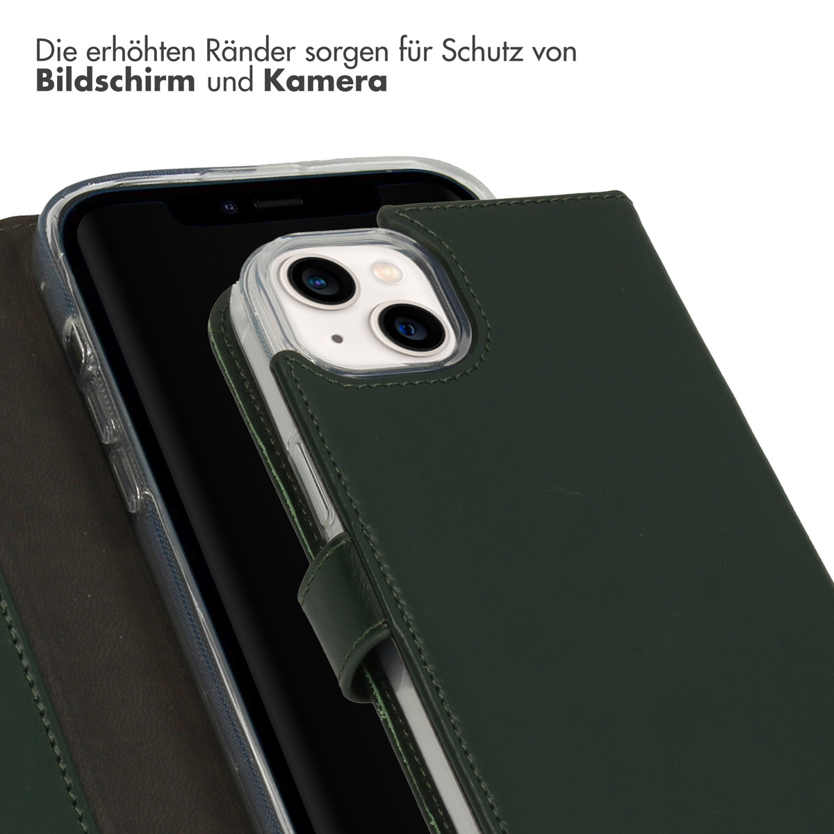 Selencia Echt Lederen Bookcase Apple iPhone 14 Plus - Groen