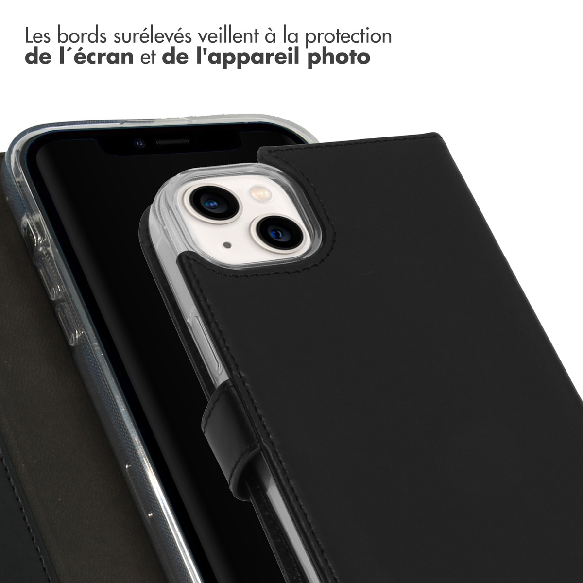 Selencia Echt Lederen Bookcase Apple iPhone 14 Plus - Zwart